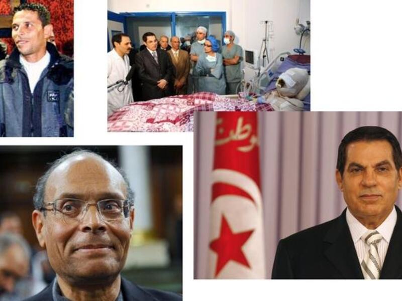 Last but not least, even first! From the face that launched a thousand revolutions, the spark of burning (im)potent rage, fruit peddler Mohammed Bouazizi set alight himself and a whole Arab revolution that ravaged the region; to Tunisia's runaway leader Zine Abidine Ben Ali; to a new face of Tunisian hope in coalition leader Moncef Marzouki.