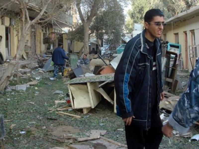 The damage that was made by a suicide bomber who rammed an ambulance packed with explosives.