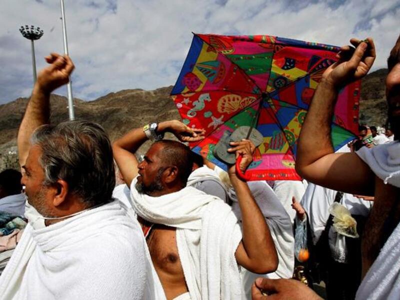 10th day: (officially day Eid begins) In the morning, pilgrims return to Mina and throw their share of stones, an initial 7, at pillars called
 Jamraat. These represent the devil. This act of casting stones is called Rami.