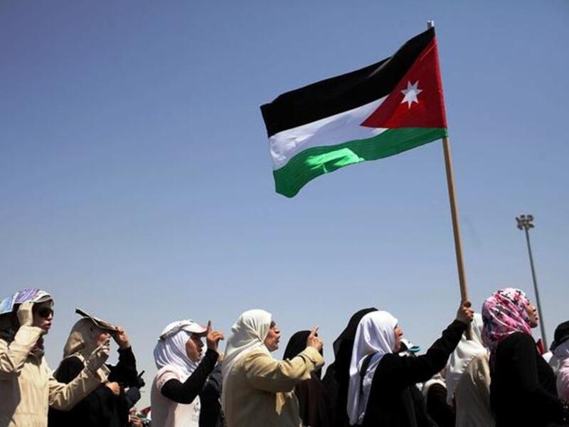 Jordanian teachers strike in protest.