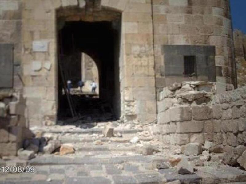 Aleppo’s citadel in Syria destroyed.