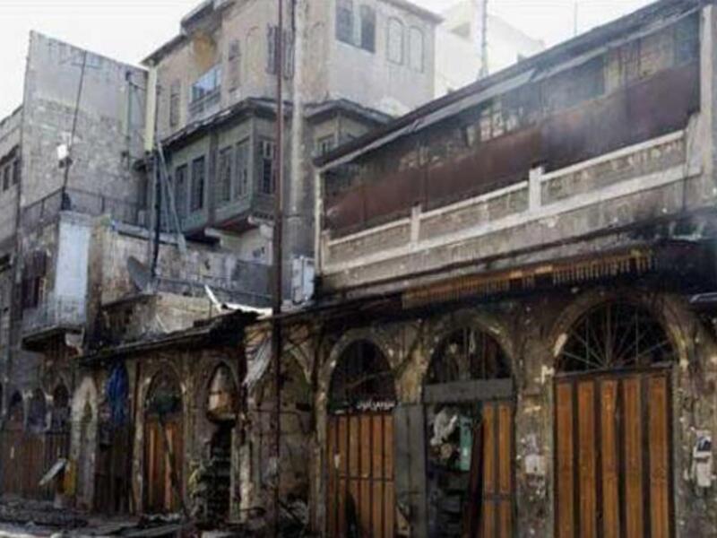 ancient Aleppo’s souk in syria destroyed.