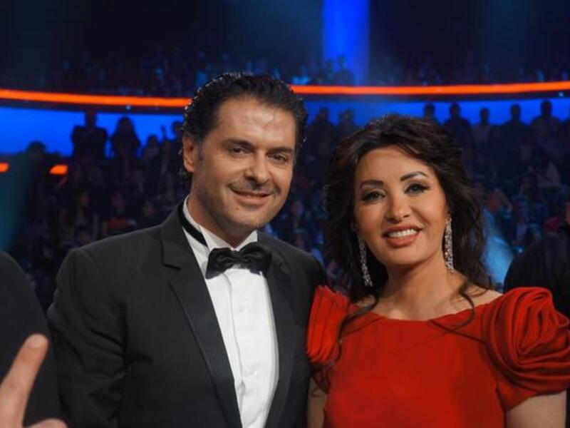الفنانة لطيفة التونسية مع راغب علامة في عرب أيدول