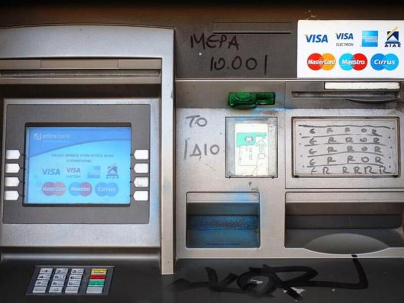 Greek ATM machine graffiti