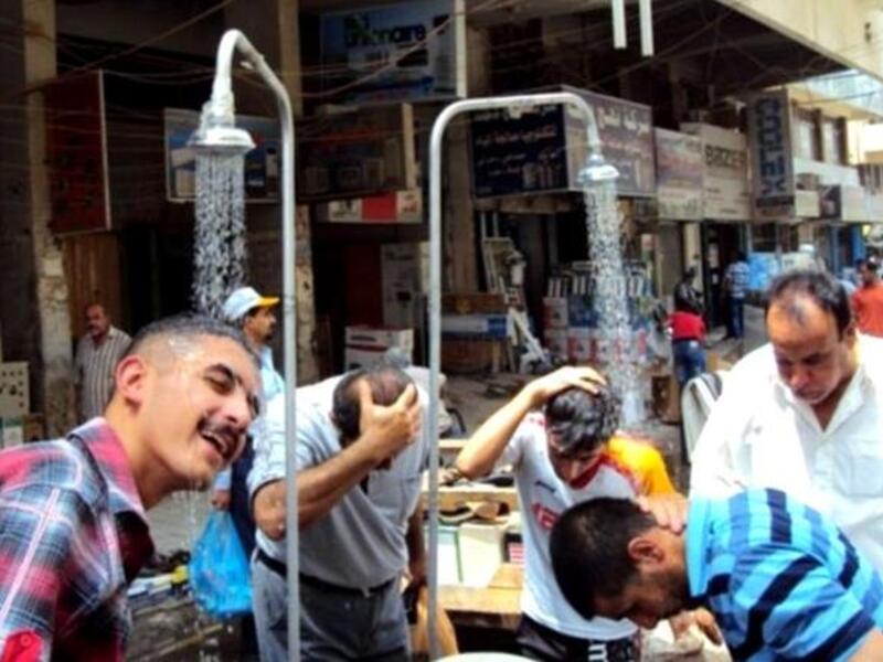 Showers in Iraq can be cooling during Ramadan days