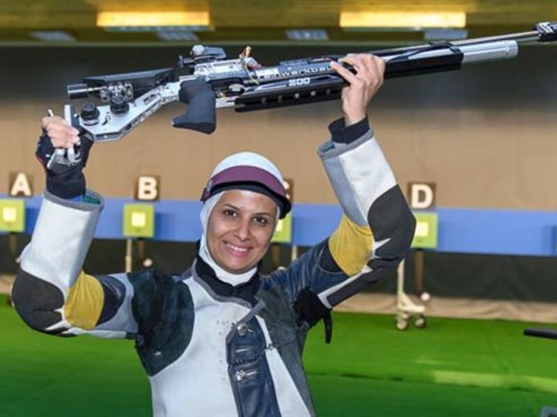 Female Iranian sports shooter Elaheh Ahmadi (source: Press TV)
