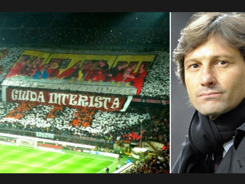 عندما قرر المدرب ليوناردو الانتقال للإشراف على إنتر، لم يكن النصف الثاني في مدينة ميلانو سعيداً بهذه الخطوة، مما دفع أنصار ميلان لإبداء امتعاضهم بتيفو ضخم عرضوه في ملعب سان سيرو.