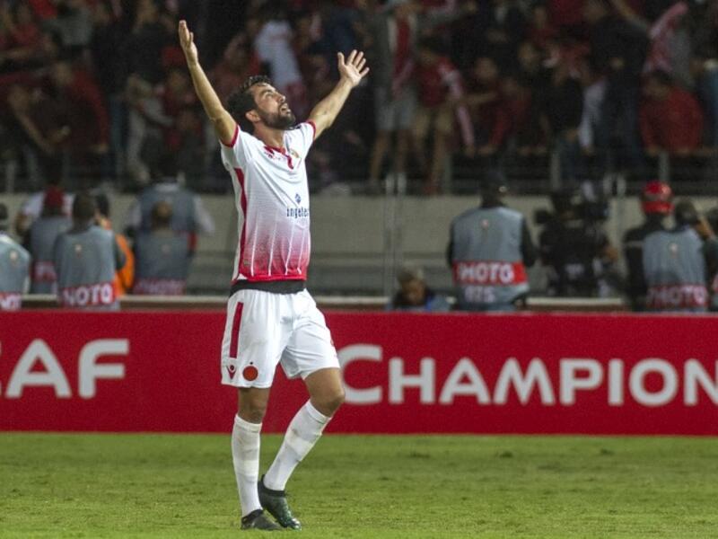 Wydad Casablanca's Salaheddine Saidi celebrates after his team scored a goal during the CAF Champions League final football match between Egypt's Al-Ahly and Morocco's Wydad Casablanca on November 4, 2017, at Mohamed V Stadium in Casablanca.
FADEL SENNA / AFP