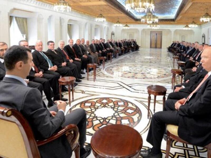 Assad meets the Lebanese delegation – the biggest to visit him since the start of the uprising. (AFP PHOTO / HO / SANA)