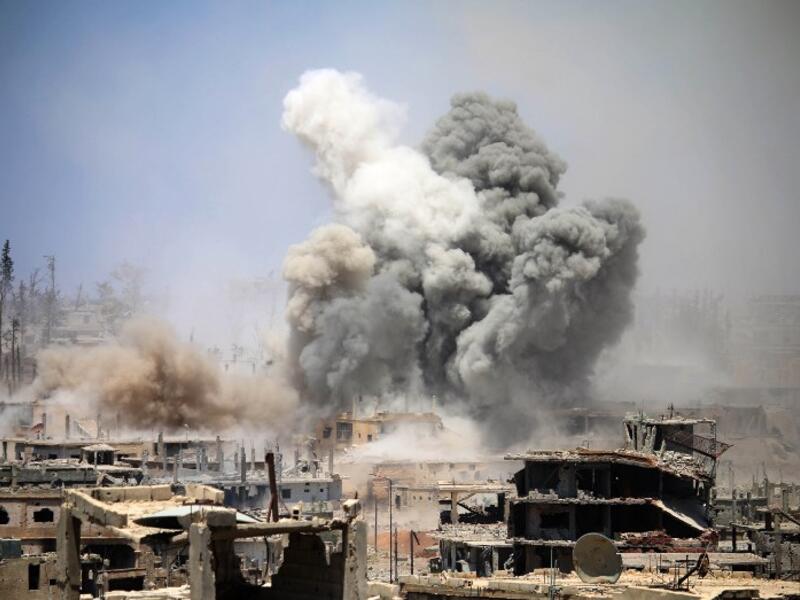 An airstrike hits Deraa in May 2017. (AFP)
