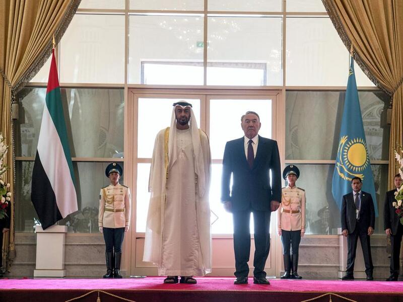 Sheikh Mohammed bin Zayed, Crown Prince of Abu Dhabi (L) and Nursultan Nazarbayev, President of Kazakhstan (R) in Astana during an official state visit in July 2018 /AFP