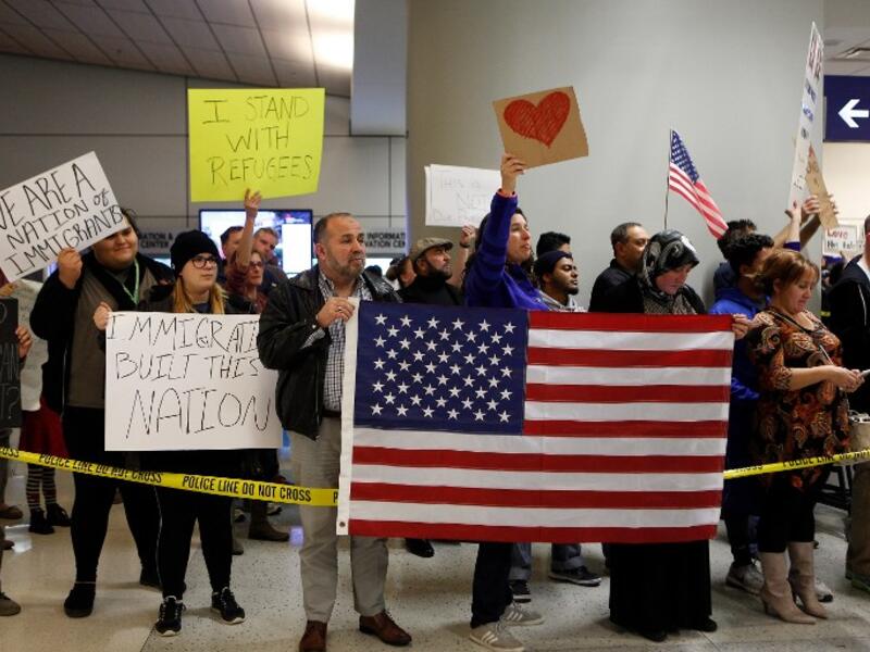 Protesting the 'Muslim ban' at America's airports. (AFP/File) 