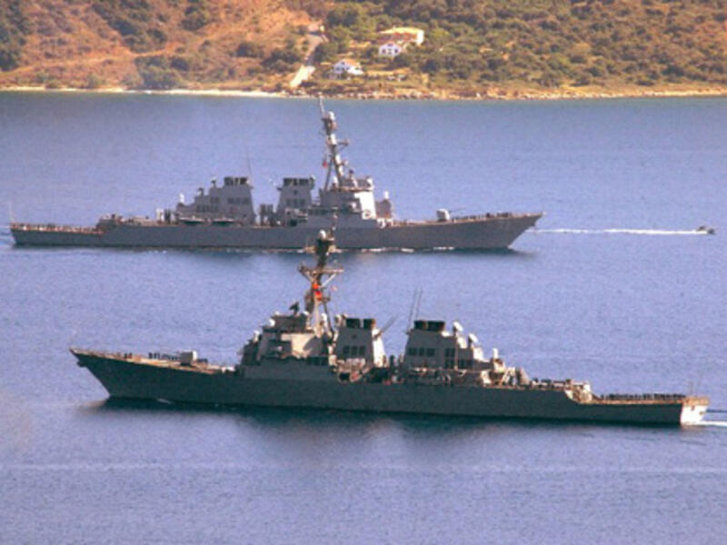 Warships are seen in the Strait of Hormuz. (AFP/File)