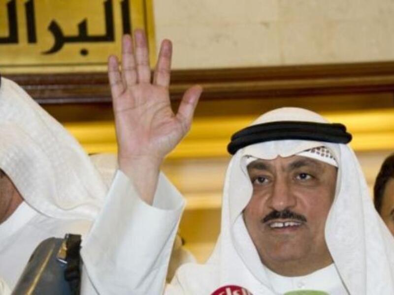 Opposition leader Musllam Al Barrak waves before speaking to the media (Archive photo)