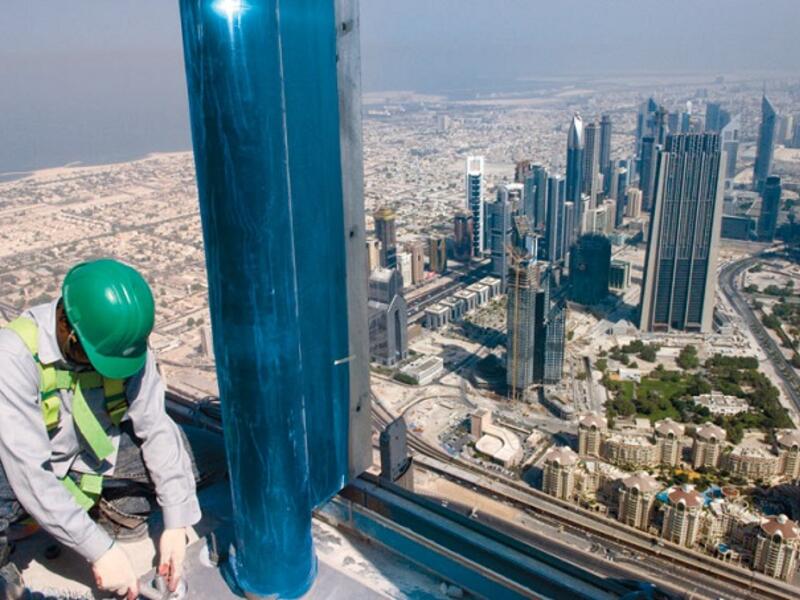 A construction employee working atop a skyscraper in Dubai. (File photo)