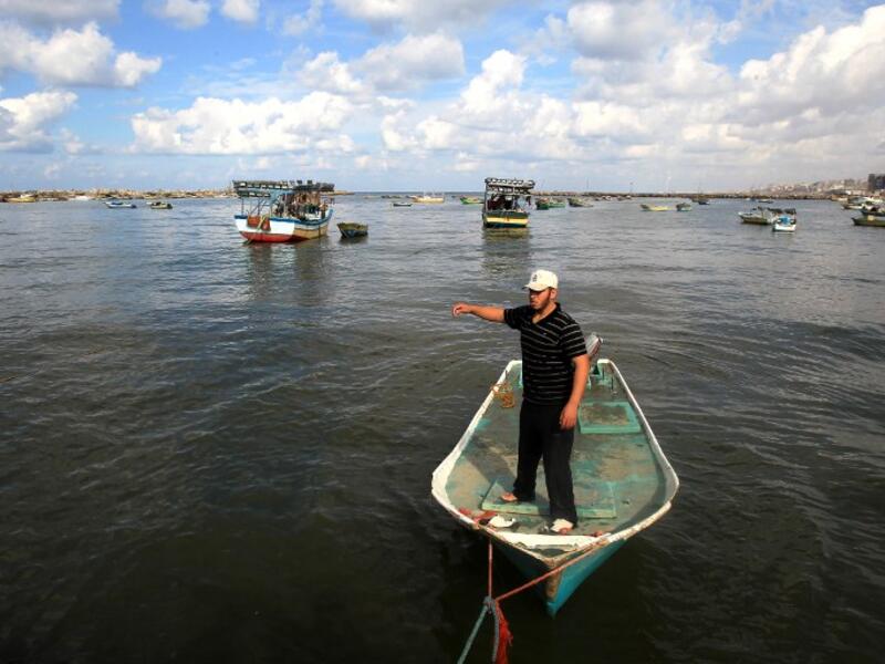 Palestinian fishermen set anchor off the coast of Gaza. (AFP/File)
