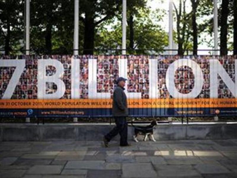 The UN Population Fund says the projected arrival today of the world's 7 billionth citizen means there are twice as many people sharing the Earth's resources as there were in the 1960s