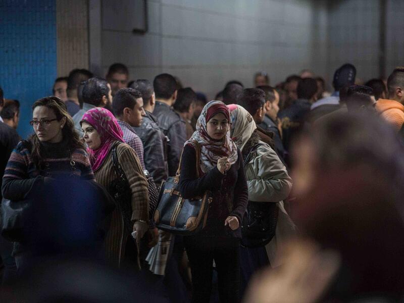 Women in Egypt usually prefer to use the ladies subway cars for fear of being harassed in the crowded cars of men.(Eman Helal)