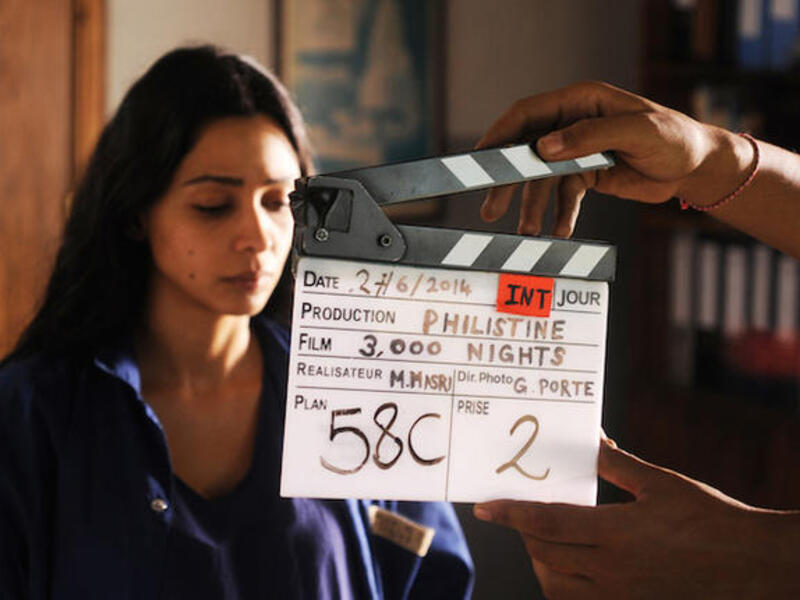 A still from the production of Mai Masri's film 3000 Nights. (File photo)