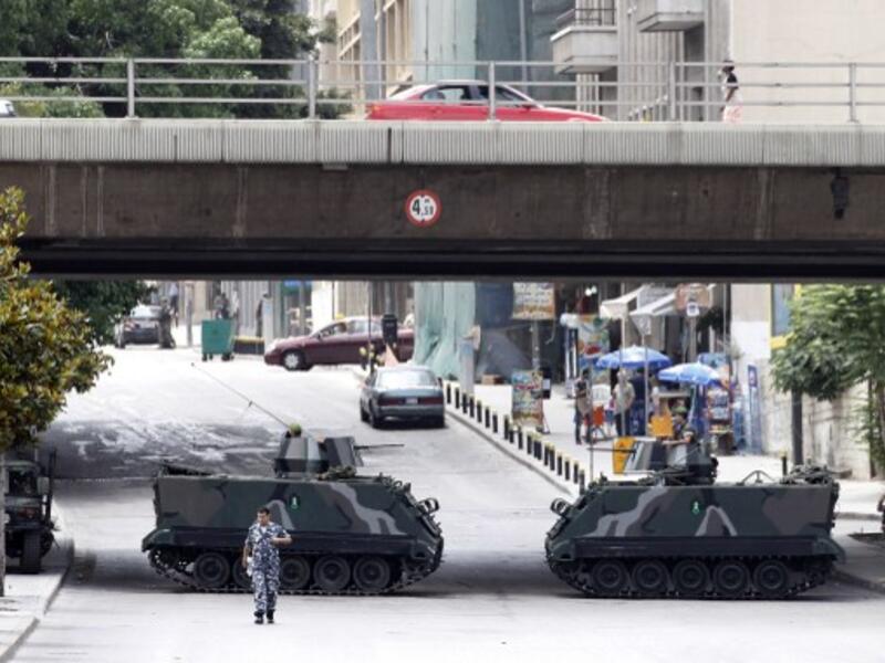 Lebanese soldiers stand guard on tanks on the fringe of a protest in Beirut on Sunday. AFP image for illustrative purposes.