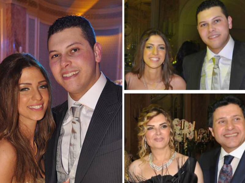 The happy couple enjoying their engagement party with the celebrity father and mother in tow.