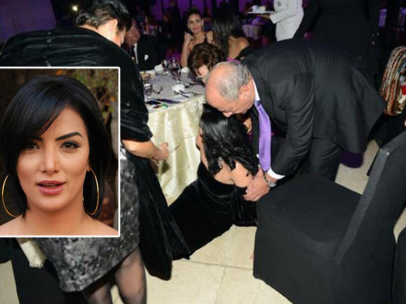 The funny moment Horeya fell off her seat in front of her celeb friends. (Image: Facebook)