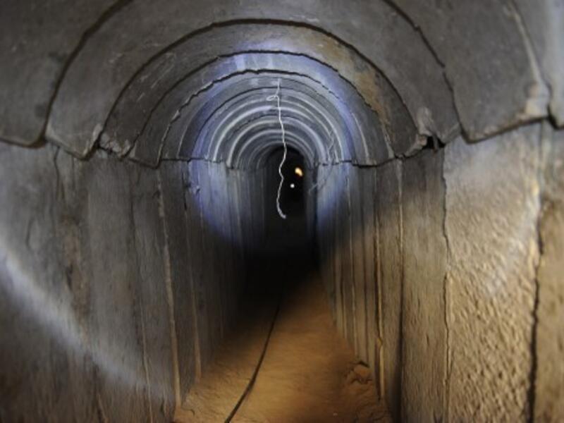 A view of a tunnel reportedly dug by Palestinians beneath the border between the Gaza Strip and Israel and recently uncovered by Israeli troops, on October 13, 2013. (AFP)