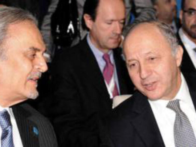 Foreign Ministers Prince Saud al-Faisal bin Abdulaziz al-Saud (left), of Saudi Arabia, and Laurent Fabius, of France, at an earlier meeting in Marrakech. Saudi Arabia and France have called for a stable Egypt and for the international community to up their support for the Syrian opposition. (AFP/File)