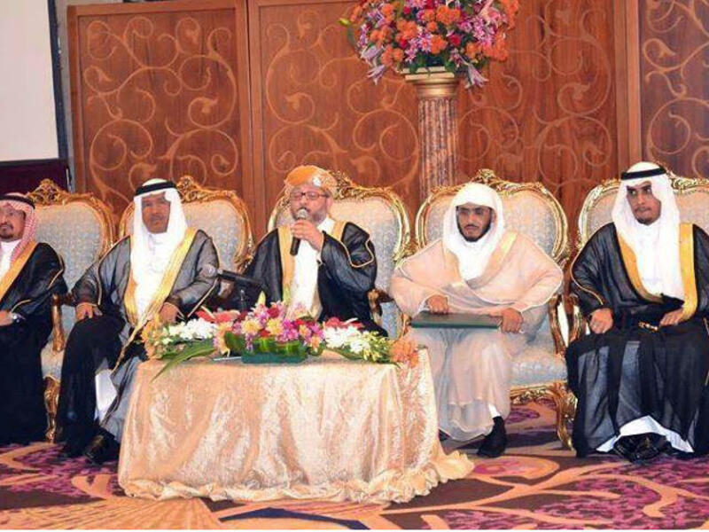 Mohammed Abdu sits alongside Sheikhs at the wedding ceremony of his daughter Reem. (Image: Facebook)