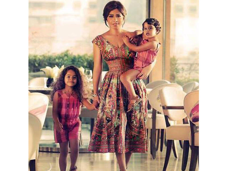 Singer Sherine Abdel Wahab with her two daughters Mariam and Hana. (Image: Facebook)