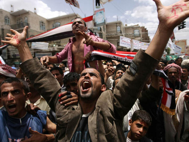 Demonstrators pictured in Yemen's capital, Sana'a, during protests to oust Ali Abdullah Saleh in 2011.