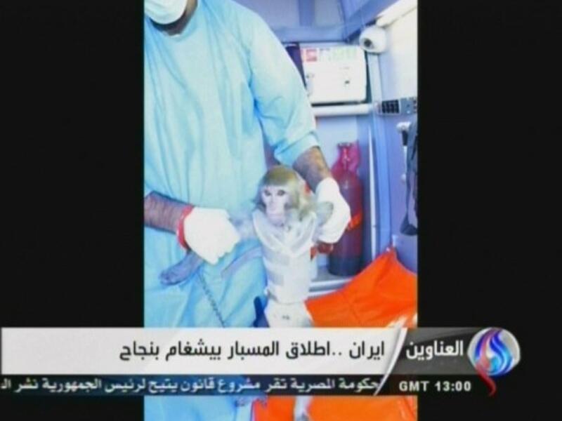 Iran launches a monkey above the Earth's atmosphere in a capsule successfully. (AFP / Al-Alam TV)