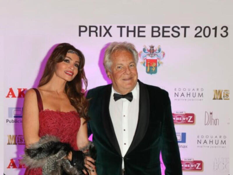 Ragheb Alama's wife, Jihan, was awarded for her creative jewellery designs by Massimo Gargia in Paris. (Image: Twitter)