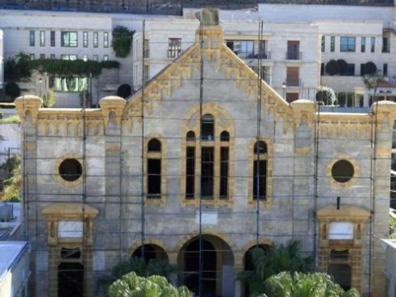 Historic renovation of the Maghan Abraham Synagogue in central Beirut underway in January 2010 (Photo: Facebook)