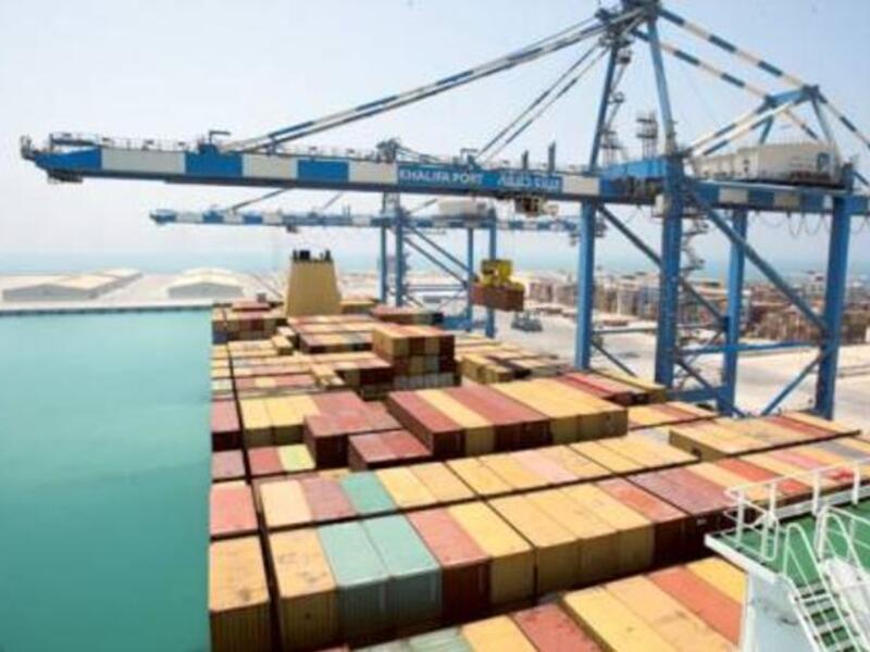MSC Bari, one of the largest and newest ships in the world, at the Khalifa Port in Taweela as Abu Dhabi Ports company (ADPC) begins the process of relocating containers. Image Credit: Abdul Rahman/Gulf News