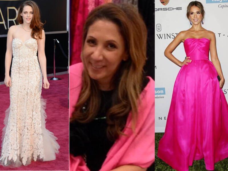 Kristin Stewart (left) and Jessica Alba (right) in Reem Acra's fabulous designs. (Image: Albawaba edit)