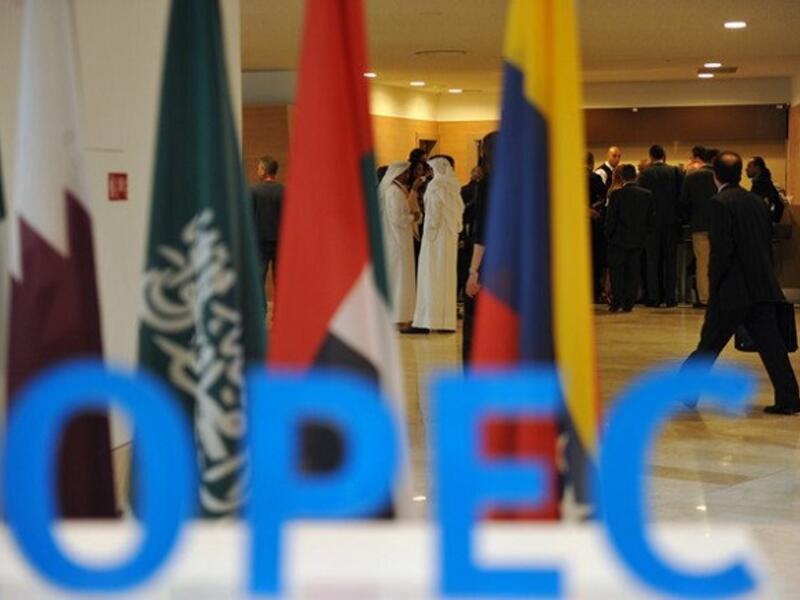 Participants gather in the lobby ahead of an informal meeting between members of the Organization of Petroleum Exporting Countries, OPEC, in the Algerian capital Algiers. (AFP)
