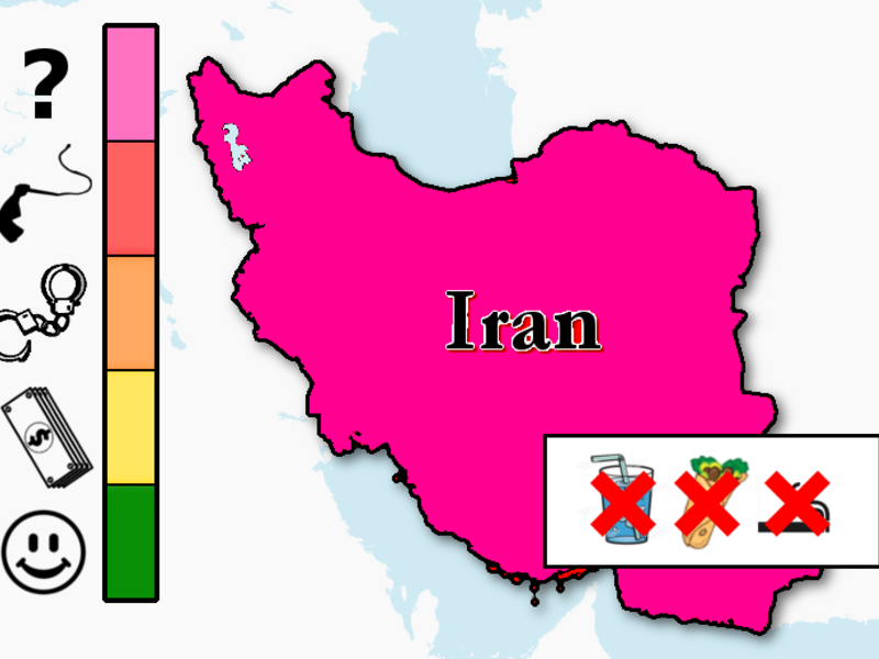 You’re in Iran during Ramadan. It’s daytime. And you’re munching down on a shawerma? What are you thinking?! Iran’s public eaters have been subjected to everything from jail time, to public floggings, to having their lips burned with a cigarette! Now put it down and don’t go back to that shawerma place because they’re definitely Mossad.