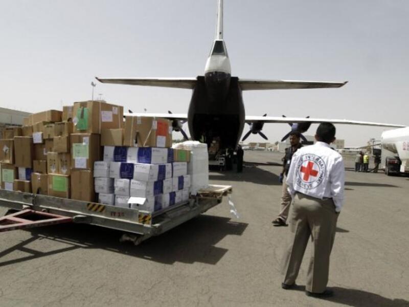 A Red Cross aid drop in Yemen. (AFP/File)