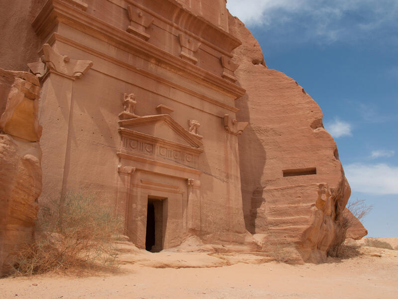 Nabatean tomb in Madain Saleh archeological site, Saudi Arabia.. (Shutterstock)