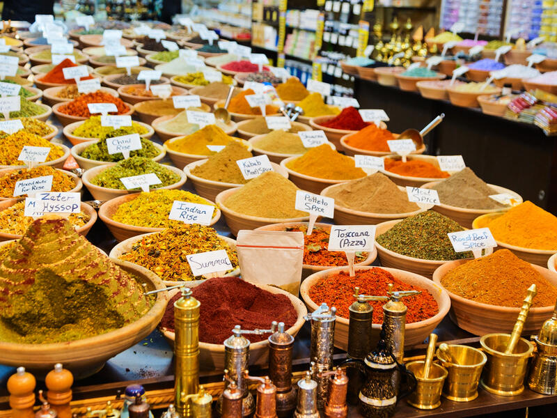 Baskets with cinnamon and anise at Mahane Yehuda, famous market in Jerusalem. Israel (Shutterstock/File Photo)