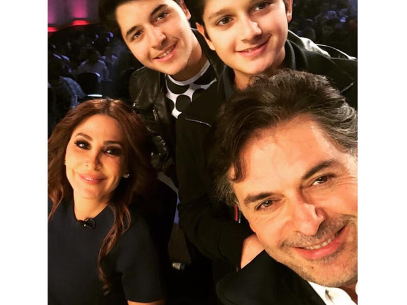 Cutest selfie ever? Ragheb Alama takes a picture with fellow X Factor judge Elissa, and his two sons Khaled and Louai! (Image: Facebook)