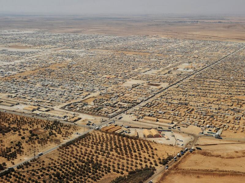 An aerial view of Zaatari shows how large the Syrian refugee camp, located in northern Jordan, has grown since its opening in July 2012.  (AFP/Mandel Ngan)