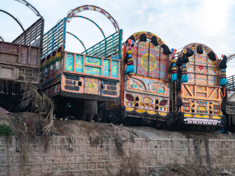 Trucks parked on a ledge  (Shutterstock)	