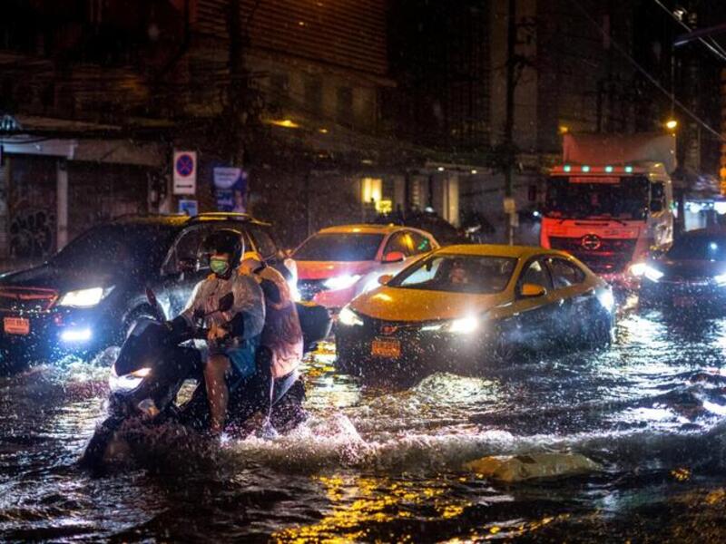 Heavy Rain Floods Streets of Thailand