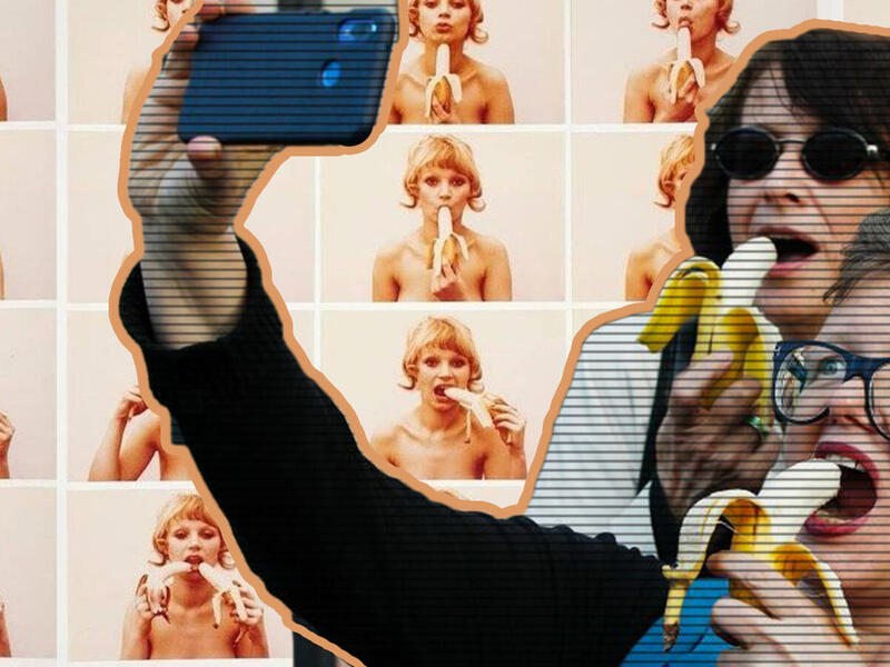 Polish social media activists share their photos while eating bananas in protest of censorship. (Al Bawaba News/Rami Khoury)