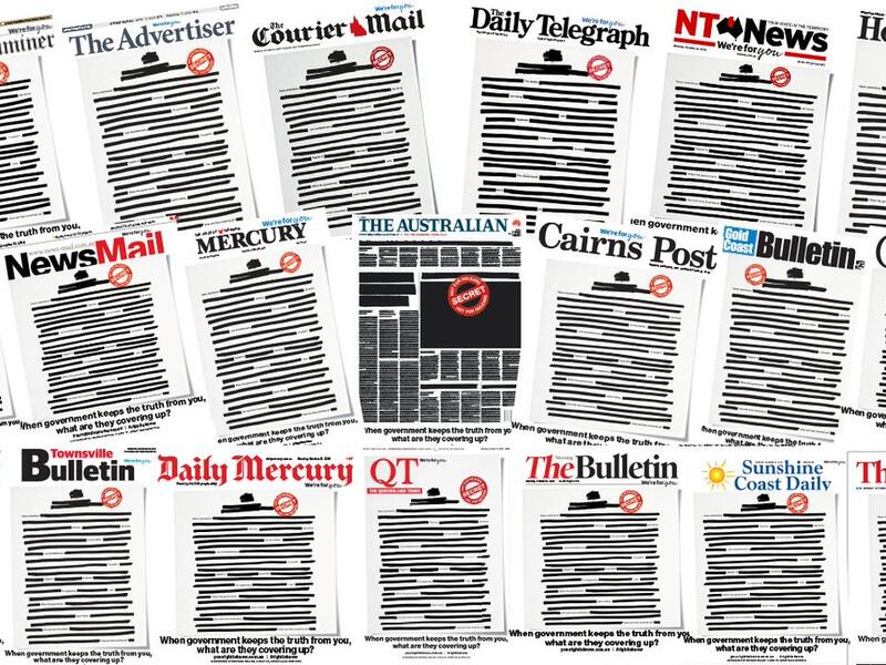 Australian newspapers black out front pages to fight back against secrecy laws