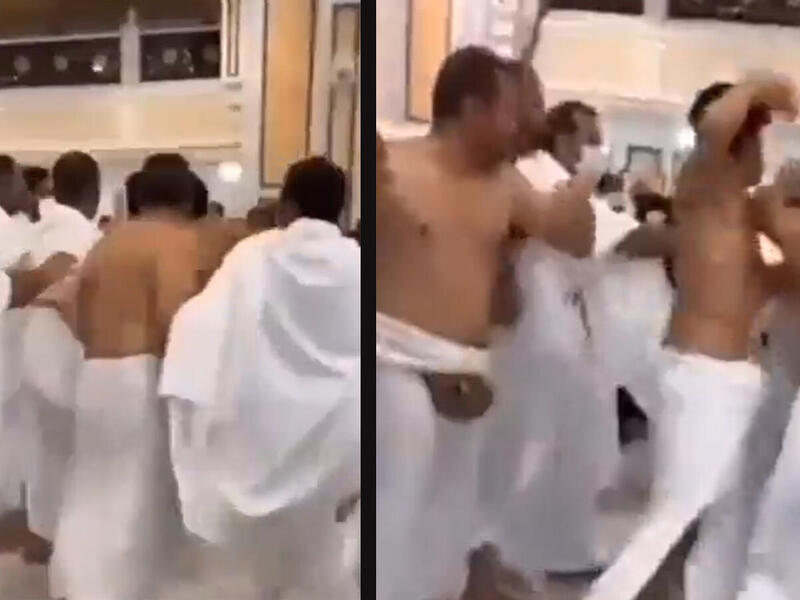 Brawl between two people in Saudi Arabia's Great Mosque of Mecca