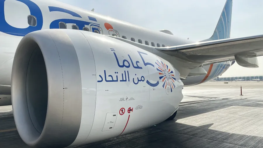 فلاي دبي تشارك في دبي للطيران بإحدى طائراتها من بوينغ ماكس 8