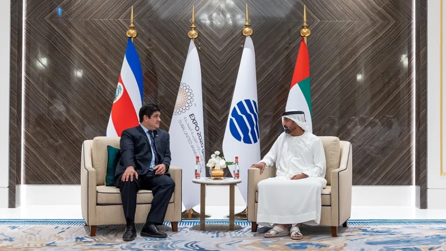 سمو الشيخ أحمد بن سعيد آل مكتوم يستقبل رئيس كوستاريكا في إكسبو